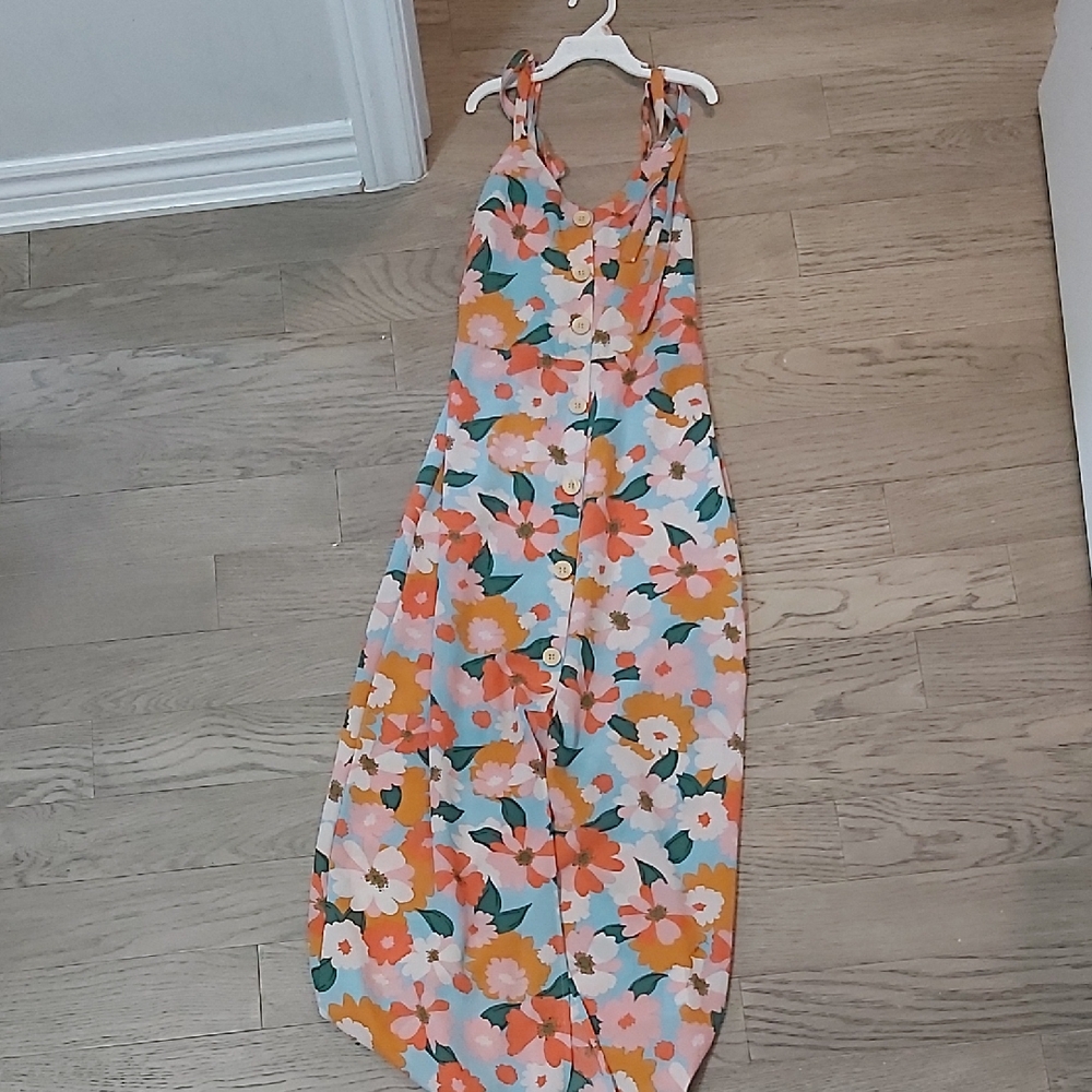 Floral Maxi Dress with Button Detail